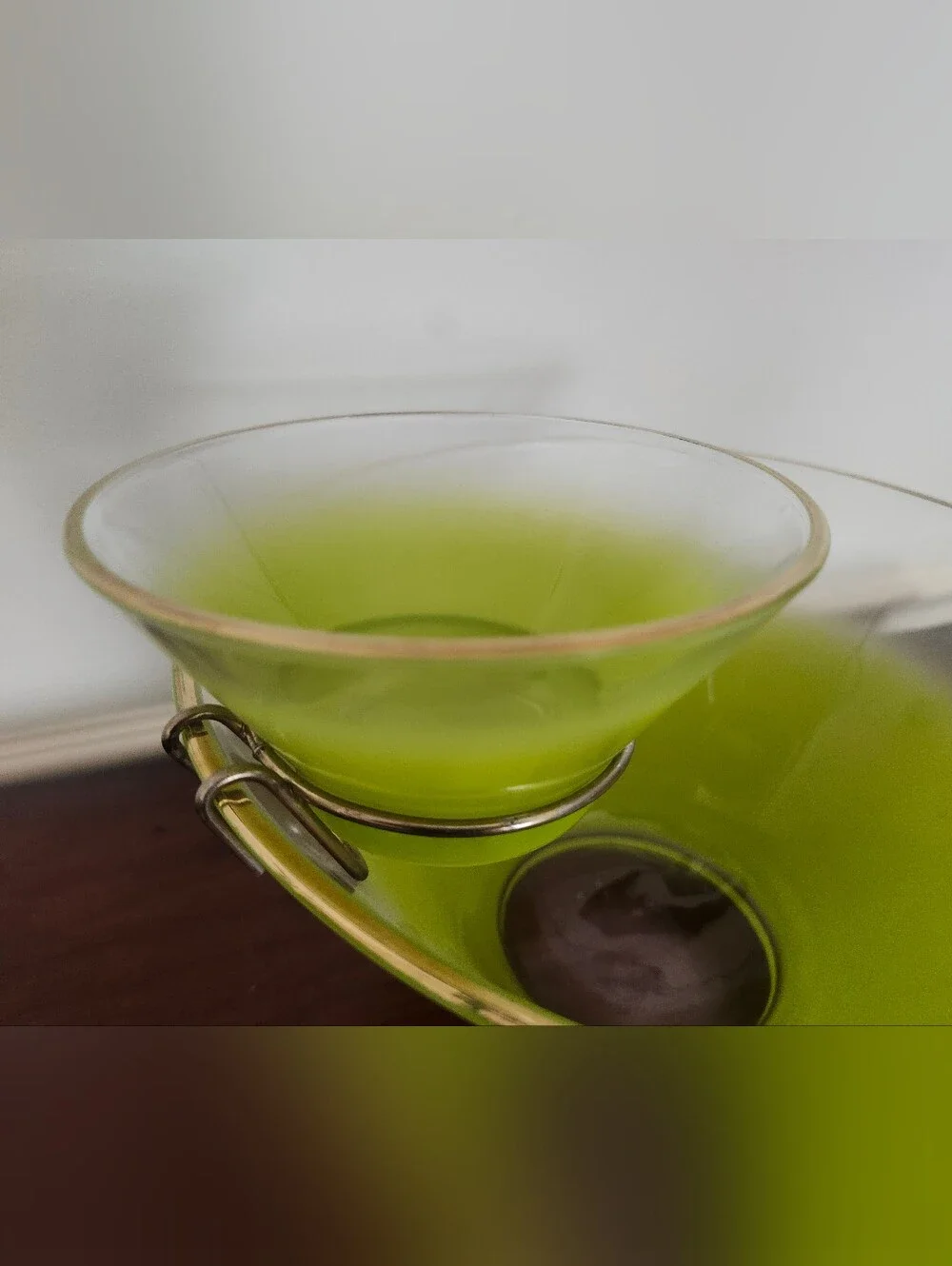 Retro Chip and Dip Set Capri Federal Glass Vintage Green Frosted Glass